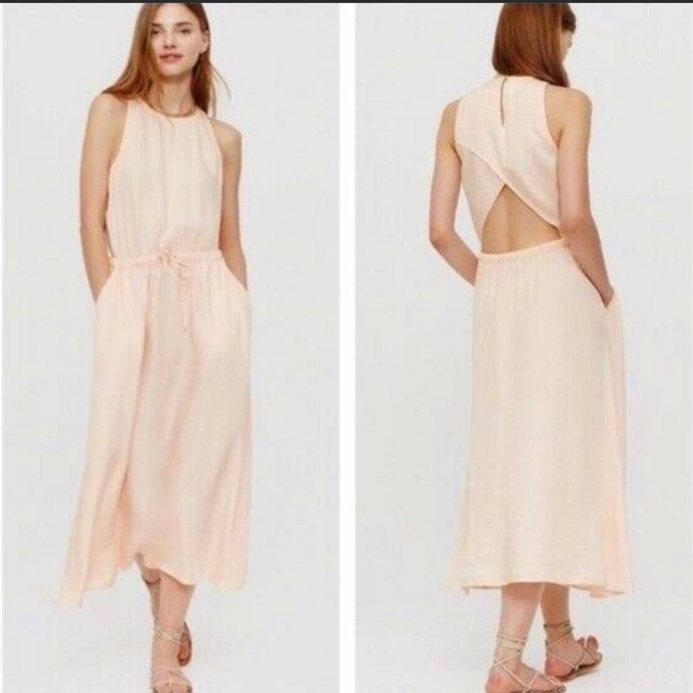 Lou & Grey Peach Sleeveless Open Back Dress size L